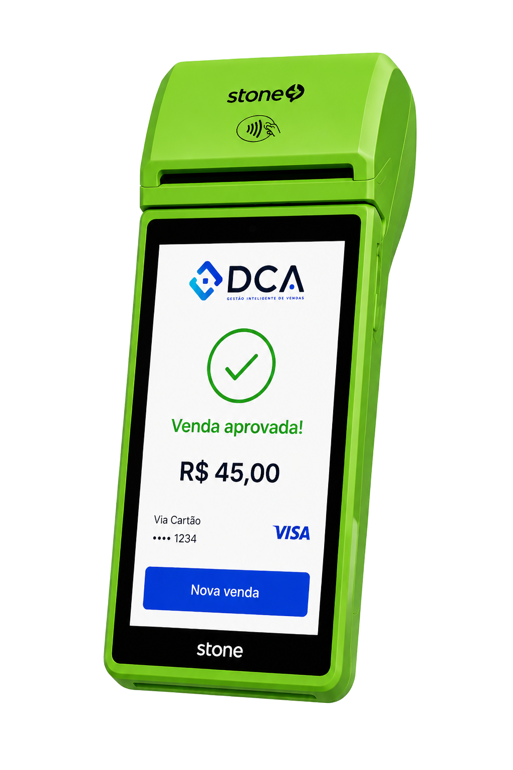 Maquininha DCA com venda aprovada